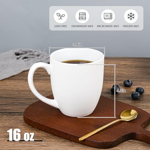16oz Coffee Mugs Set of 6 (Matte White)