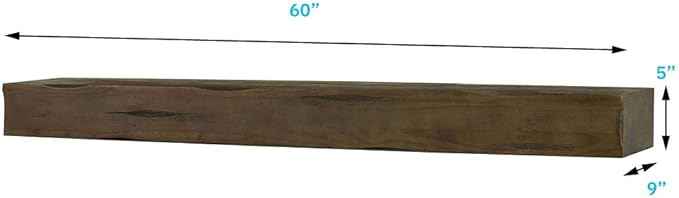 MANTELSDIRECT Breckenridge 60” Fireplace Mantel Shelf with Corbels – Rustic Floating Mantel Shelf for Over Fireplace – Ash Rustic - Wood Shelf for Wall – Pine Box Construction