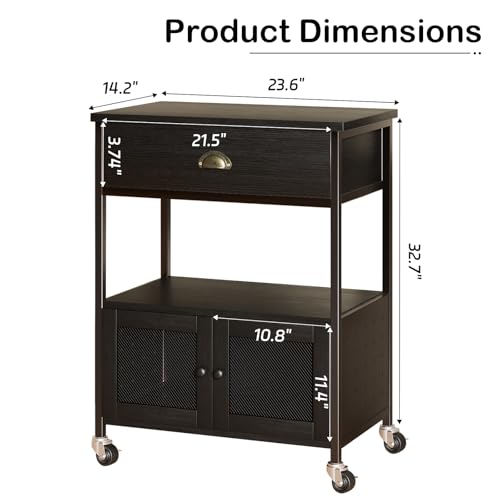 Coffee Bar Cart Cabinet (Black)