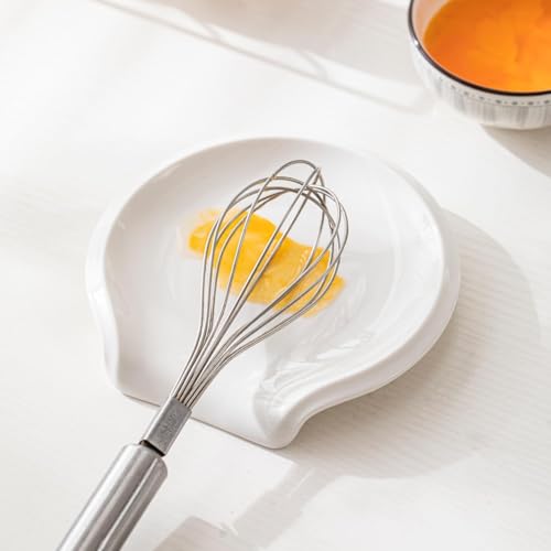 HOMBENE Spoon Rest Set for 4 (4.5 Inch / White Round)
