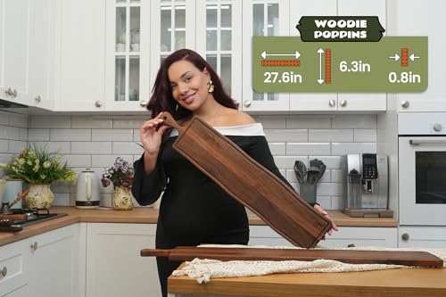Elegant Walnut Wood Long Serving Board with Handle (27.6" x 6.3" x 0.8")