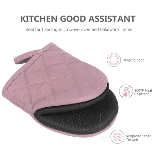1 Pair Short Oven Mitts (Pink)