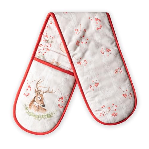 Double Oven Mitts 100% Cotton Double Oven Glove (091 - Mountain Life / 7" x 35" (Double Oven Mitt))