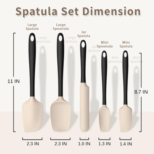 Silicone Spatula Set of 5 (Beige Black)
