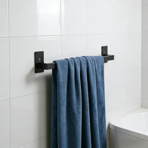 Bathroom Towel Bar Self Adhesive (Black / 24 IN)
