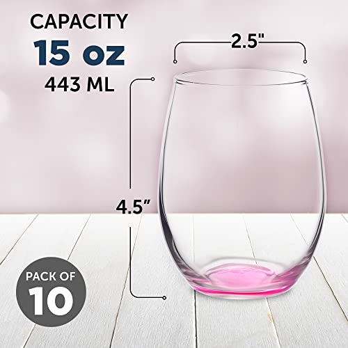 Stemless Wine Glasses in Bulk by ARC Perfection (10 Count)