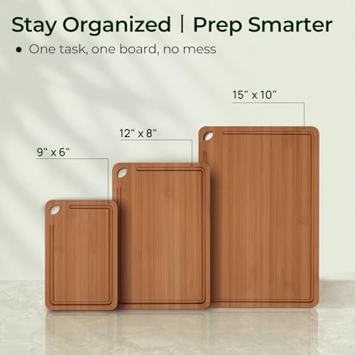 Bamboo Cutting Board (3-Piece / Carbonized Bamboo (Brown))