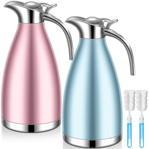 2 Pcs 68oz Thermal Coffee Carafe (Khaki Blue, Pink)