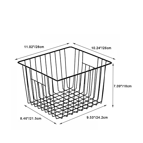 Freezer Storage Baskets (Black / 11"L x 10"W x 7"H)