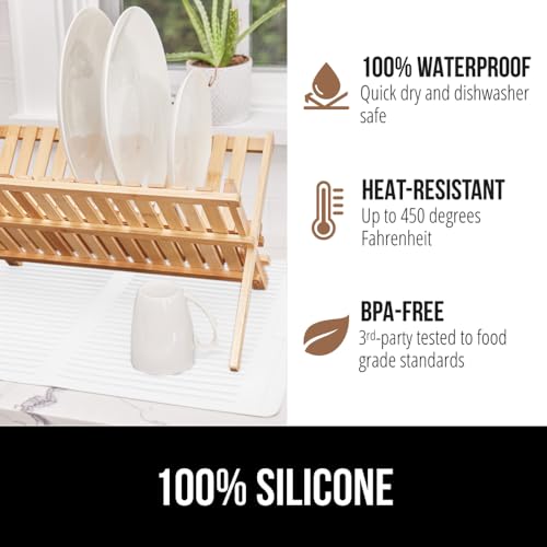 Patented BPA Free Silicone Dish Drying Mat (18" x 16" / Silicone / White)