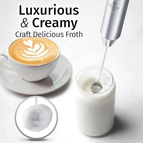 Rechargeable Milk Frother Handheld (Lux Premium Silver / Rechargeable Z1 Motor Max)