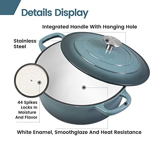 Enameled Cast Iron Covered 5.5 Quart Dutch Oven with Dual Handle (Slateblue / 5.5QT)