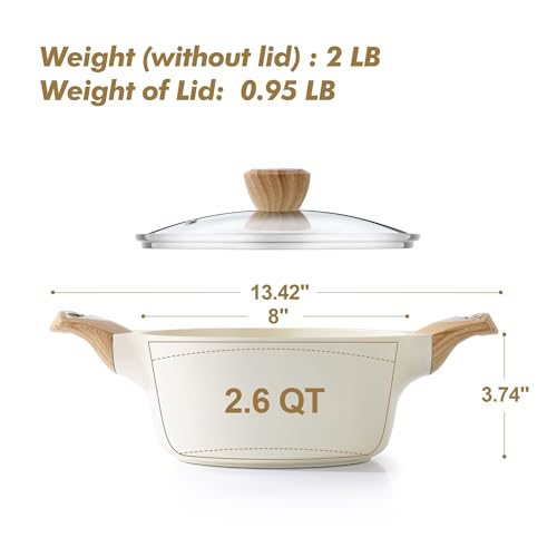 Ceramic Nonstick Pot (2.6 Quarts / Ceramic White)