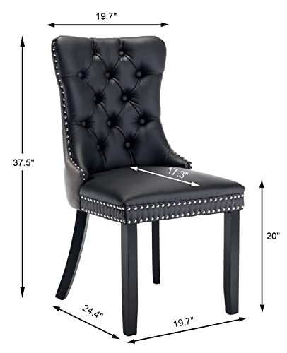 Grey Velvet and Black PU Upholstered Dining Chairs Set of 2 (Black 3)
