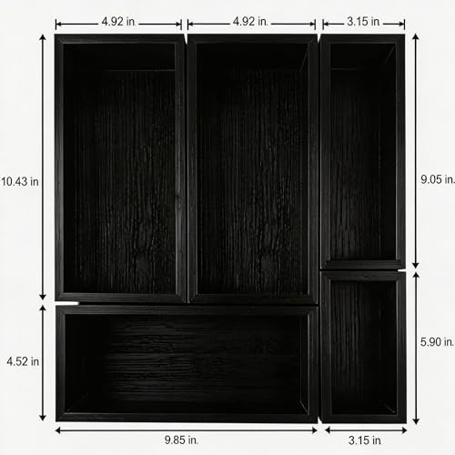 bamboo drawer organizer Set (1 X 5PCS Black)