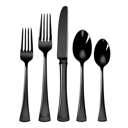 893677 Portola Black 20 (20-Piece Flatware Set, Black)