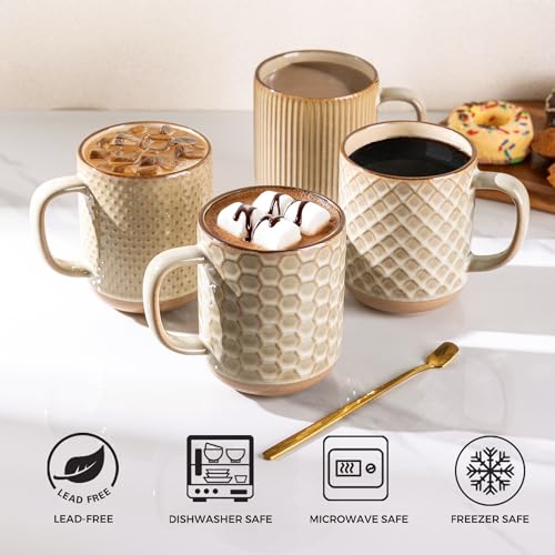 Coffee Mugs Set of 4 (Pale Khaki / Set of 4 (12 Ounces))