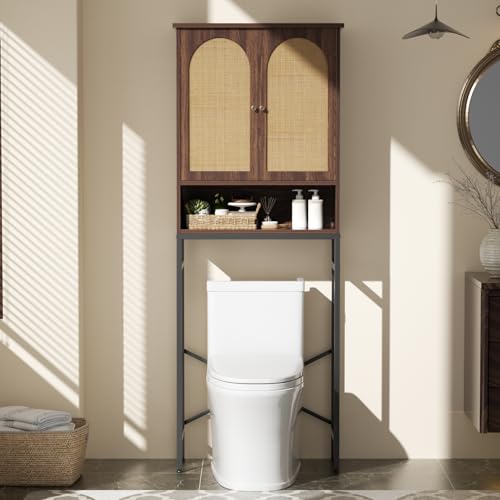 Rattan Toilet Storage Cabinet (Brown)