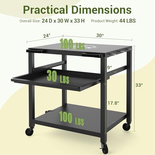 Outdoor Grill Prep Table 24"x30" Metal Grill Cart Outside 3 (Large)