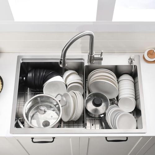 33 Inch Drop In Double Bowl Kitchen Sink (Stainless Steel / double bowl‎)