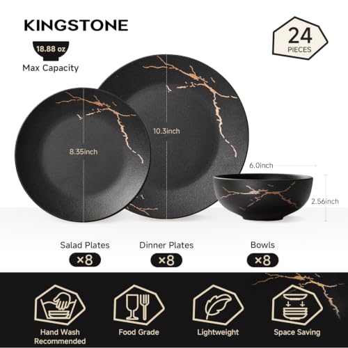 24 Piece Matte Crackle Dinnerware Sets (Service for 8 (24pcs))
