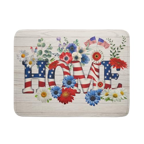 American Flag Dish Drying Mat Home Flowers Absorbent Dishes Pad for Kitchen Counter 18 X 24 In (Patriotic Home 605 / 24" x 18")