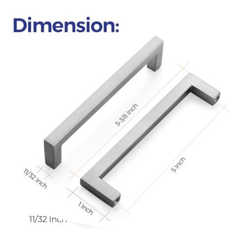 Brushed Nickel Cabinet Handles Solid Cabinet Pulls 5 Inch CC 5 Pack (Brushed Nickel / Flat Black 5" Hole Center)