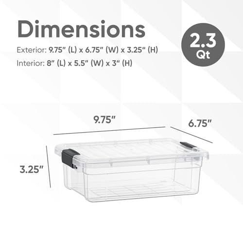 2.3 Quart Clear Plastic Storage Containers with Lids (2.3 Quart)