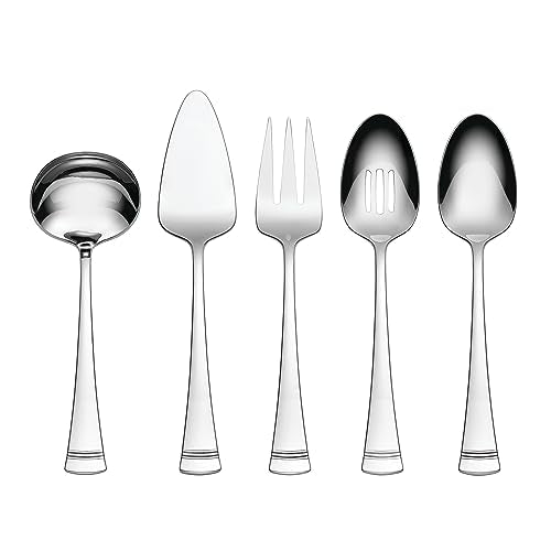 Portola 5 Piece Silverware Serving Set (5-Piece Hostess Set, Metallic)