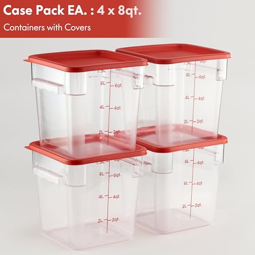 4 Pack Food Storage Container with Red Lid (8.0 Qt 4-Pack(Red Lids))