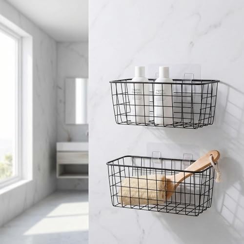 2 Set Adhesive Hanging Wall Basket Inside Cabinet Door Organizer (2 Count)