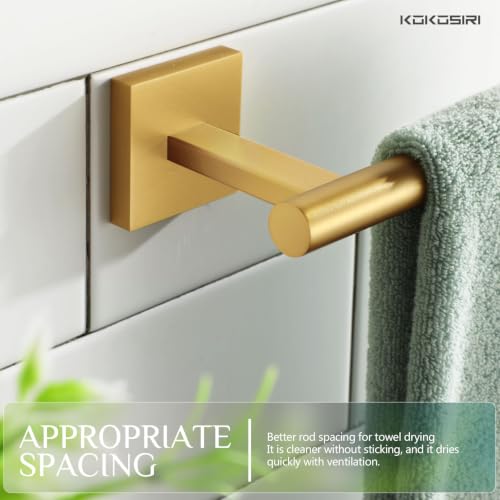 Bathroom Towel Bar Gold Hand Towel Holders Wall Mount Toilet Kitchen Cabinet Paper Holder Stainless Steel Bath Accessories (Gold / 1 Pack)