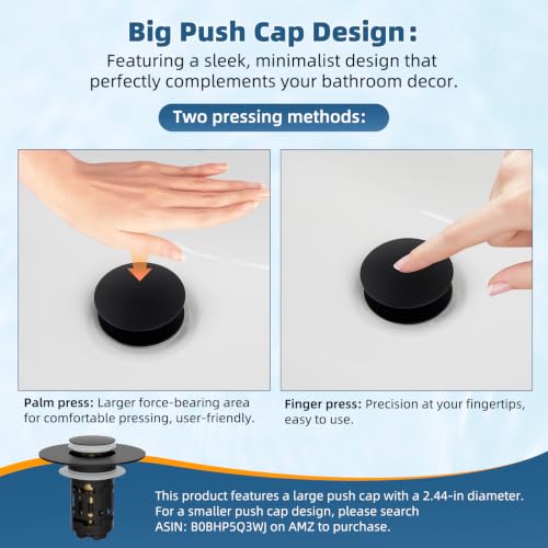 Upgraded 3 in 1 Bathroom Sink Drain Strainer (Matte Black)