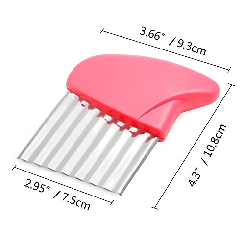 Stainless Steel Potato Crinkle Cutter Knife (Pink)