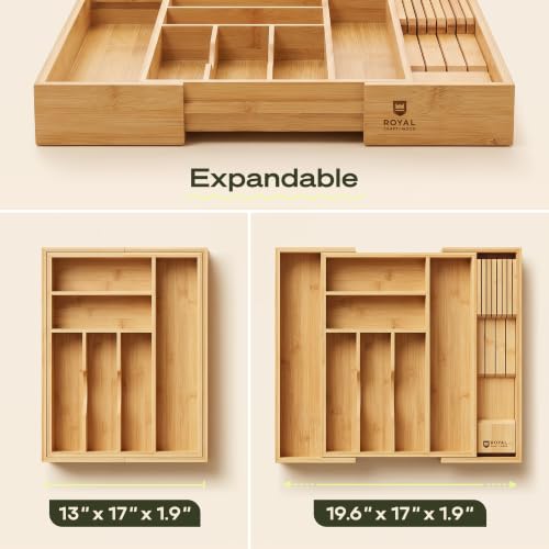 Drawer Organizer for Kitchen Organization (Natural / 8 Slot)