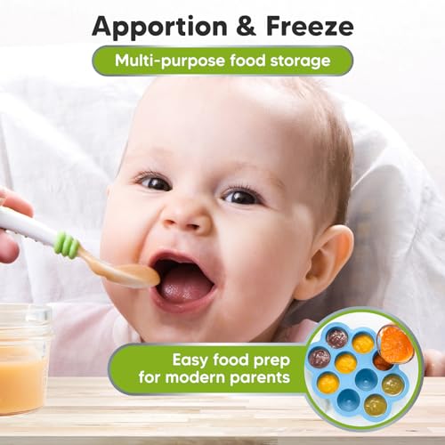 Silicone Food Freezer Trays with Lid (Misty Blue)