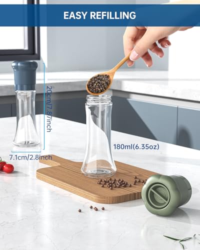 Manual Salt and Pepper Grinder Set For Professional Chef (Tall Set - Blue)