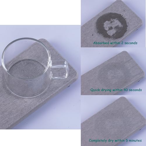 2Pcs Stone Soap Trays Water Absorbing Diatomite Coaster (Gray / 8.7" x 3.2")