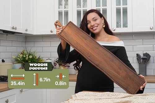Elegant Walnut Wood Long Serving Board with Handle (35.4" x 6.7" x 0.8")