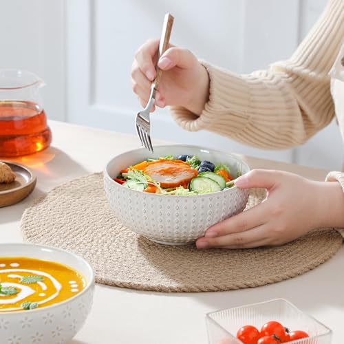 Cereal Bowls 30 Ounce Ceramic Soup Bowl for Kitchen (30 OZ / Arctic White)