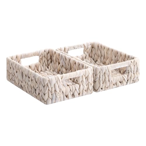 Wicker Baskets for Storage (White (Water Hyacinth) / 2x 11¼"L x 7½"W x 3½"H)