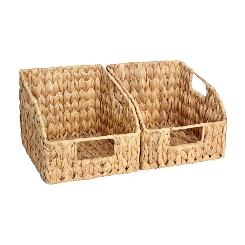 Pantry Baskets for Organizing (Natural(Water Hyacinth) / 2x 8½"L x 10"W x 7½"H)