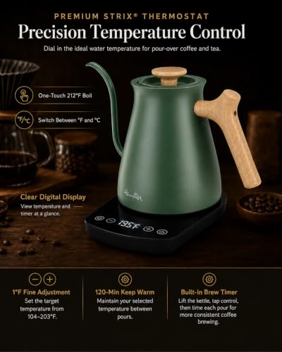 Gooseneck Electric Kettle (Green / 0.8 Quarts)