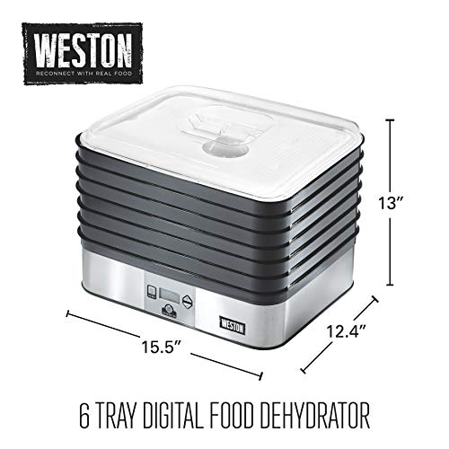 Food Dehydrator Machine for Jerky (Digital Temperature Control (100-160F) / 6 Stackable Trays, White)