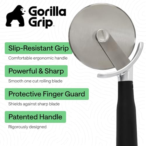 Patented Stainless Steel Large Pizza Cutter Wheel (Black)