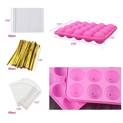 20 Cavity Silicone Cake Pop Mold Set With Lollipop Sticks (Cake pop)