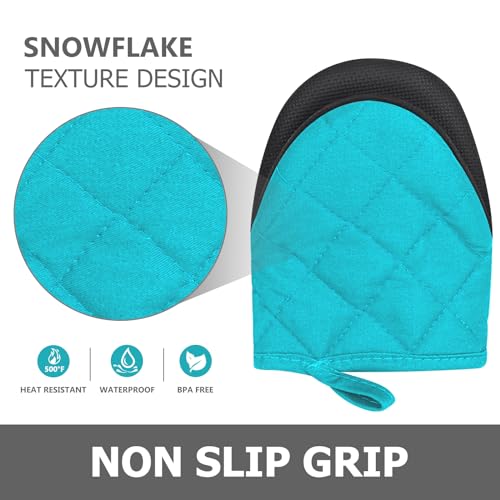 1 Pair Short Oven Mitts (Coral Blue)