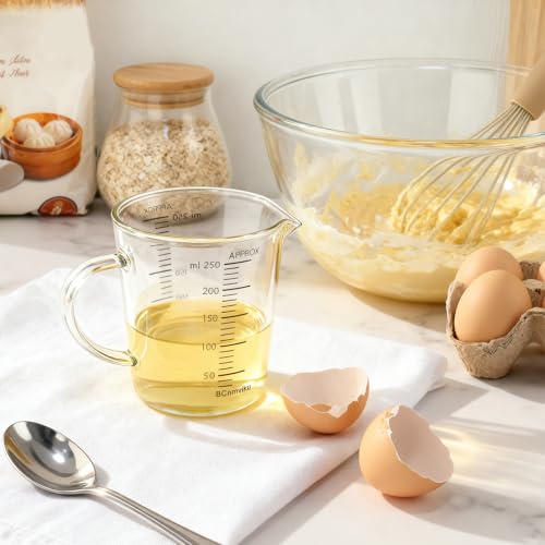 Glass Measuring Cup 250ml 1Cup High Borosilicate [Insulated Handle (250ml)