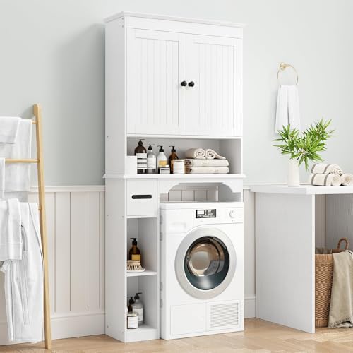 23.6 Inches Wide Toilet Rack with Over The Toilet Storage Cabinet (White 30"w)