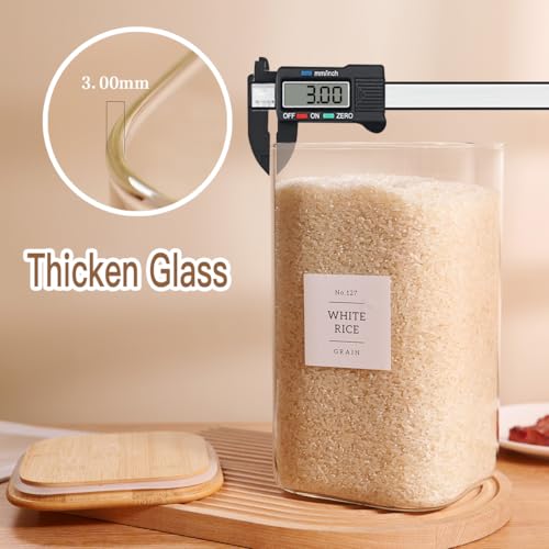 2 Pack Square Glass Flour and Sugar Containers with 132 Kitchen Pantry Labels (2 Count)